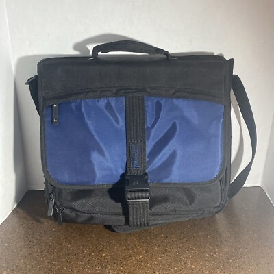 Targus Laptop Computer Briefcase Shoulder Strap Messenger Bag Black Blue  15x14