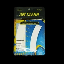 3M 1522 Clear.Daily Wear Adhesive Tape 'C' Contour Tape 36 strips Medical,NEW !