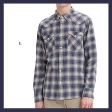 NWT - Levi's Men's Western Plaid Standard Fit Flannel Shirt, Blue Large - 69