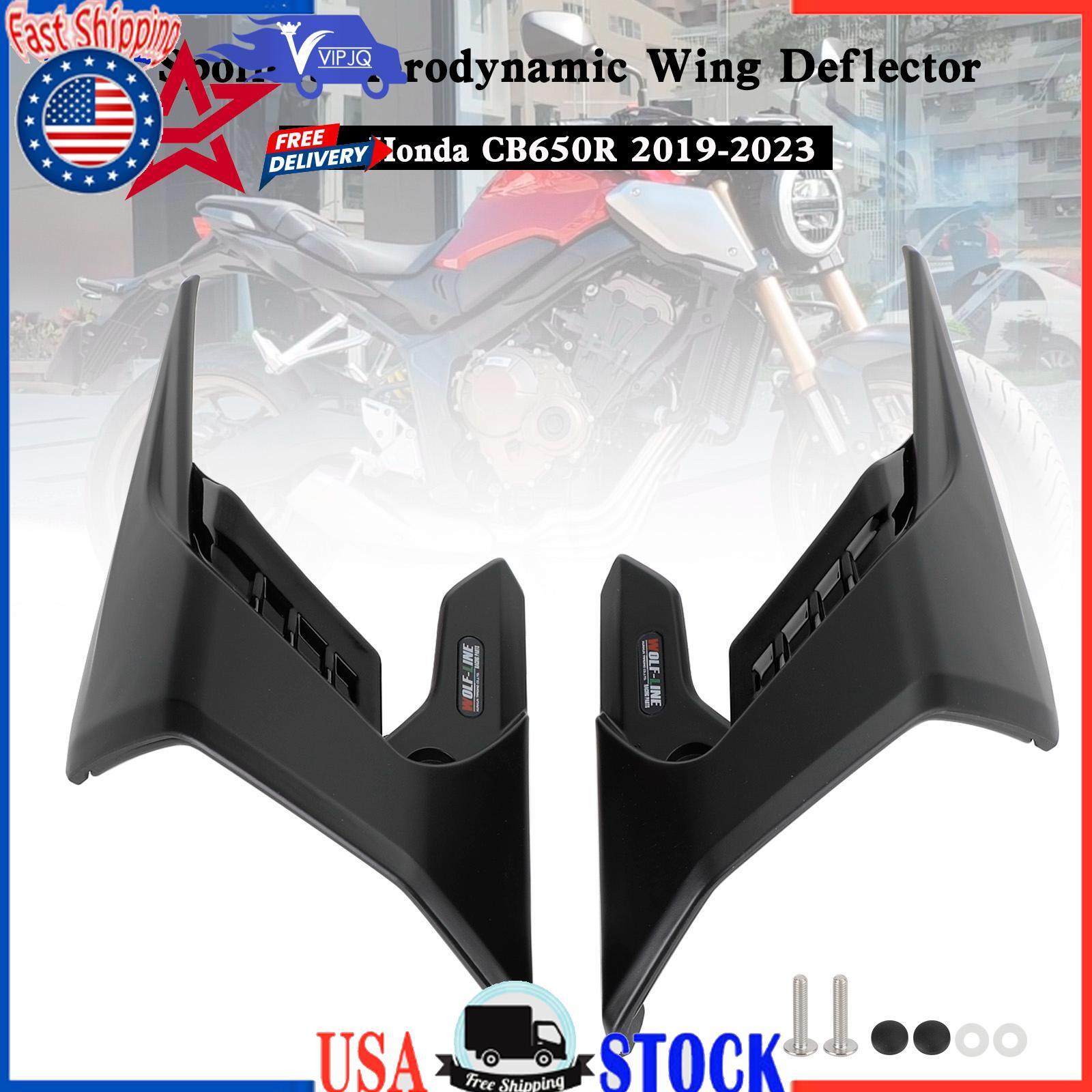 Side Spoilers Aerodynamic Wing Deflector Fairing For Honda CB650R 2019-23 Black