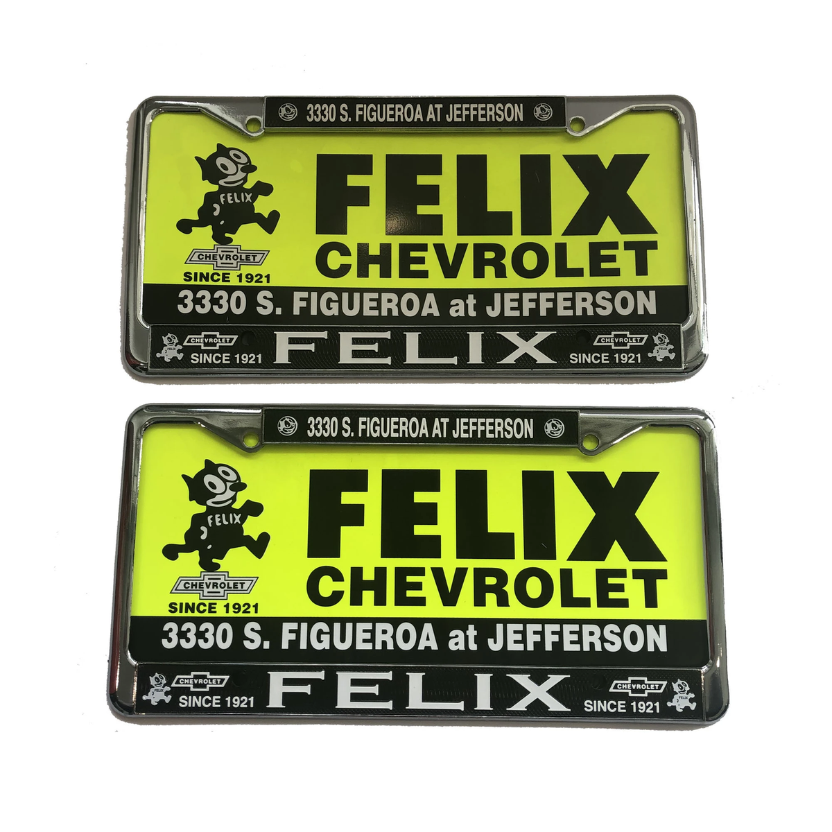 Felix Chevrolet Plastic License Plate Set of 2 (2 Plastic Frames