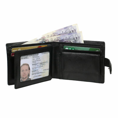 Starhide Mens RFID Real Leather Wallet ID Window Coin Pocket 835 