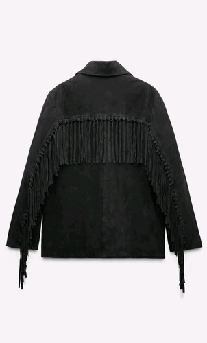 Zara Fringed Suede Jacket. Size LARGE. Genuine Leather - Picture 2 of 6