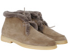 Loro Piana Open Walk Size US11.5 EU44.5 Tan Suede Beaver Fur Chukkas Ankle Boot