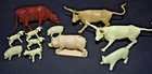 Vintage Set 11 - 1959 Marx Wagon Train Playset Series 2000 Animal Pieces. z