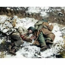 1/35 Resin Figure Model Kit US Soldiers WWII WW2 Injured Wounded Help Unpainted