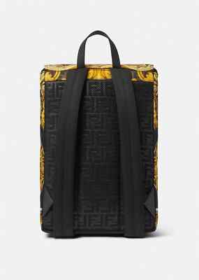 Fendi Black and Yellow Baroque Logo Backpack s-l1600.jpg main image 3