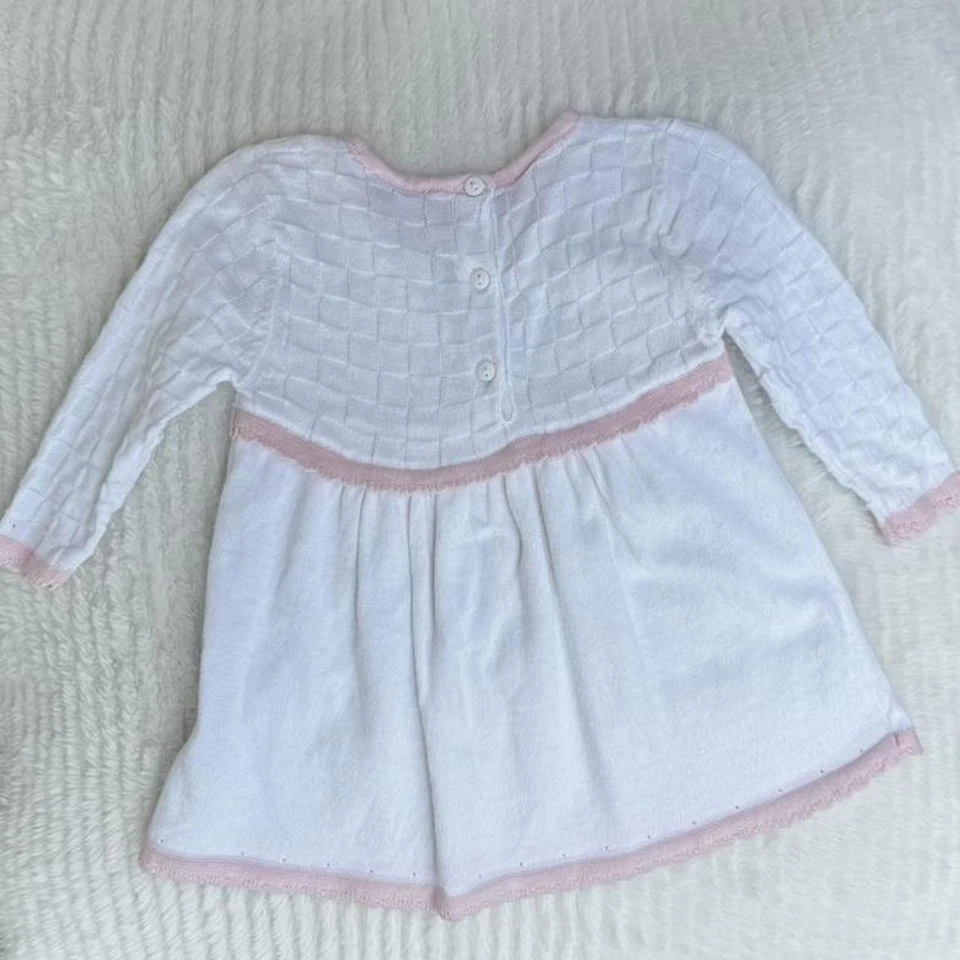 Vestido vintage Le Top bebé niña tejido con flores talla 6 meses Foto 2 de 3