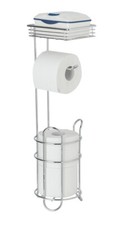 WENKO Toilettenpapierhalter mit Ablage Stahl Freistehend Klopapierhalter Bad