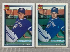 (2) 1991 Topps AL LEITER "Copyright" Error & Corrected Baseball Cards #233