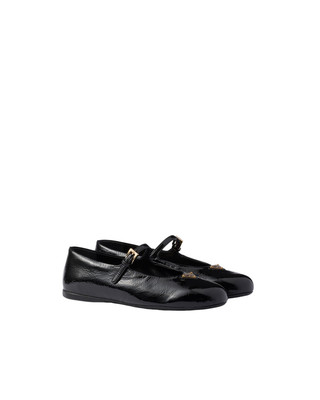 PRADA Vernice $1050 Black Naplak Leather Ballerinas New And Authentic