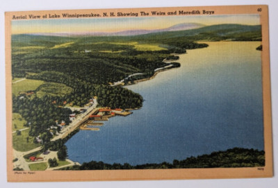 Aerial View of Lake Winnipesaukee NH Showing The Weirs & Meredith Bays Postcard