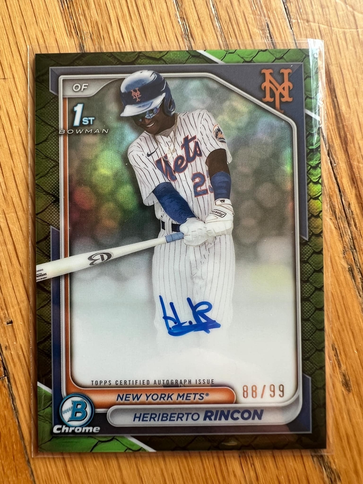 2024 Bowman Chrome Reptilian Green Refractor 1st Auto HERIBERTO RINCON 88/99