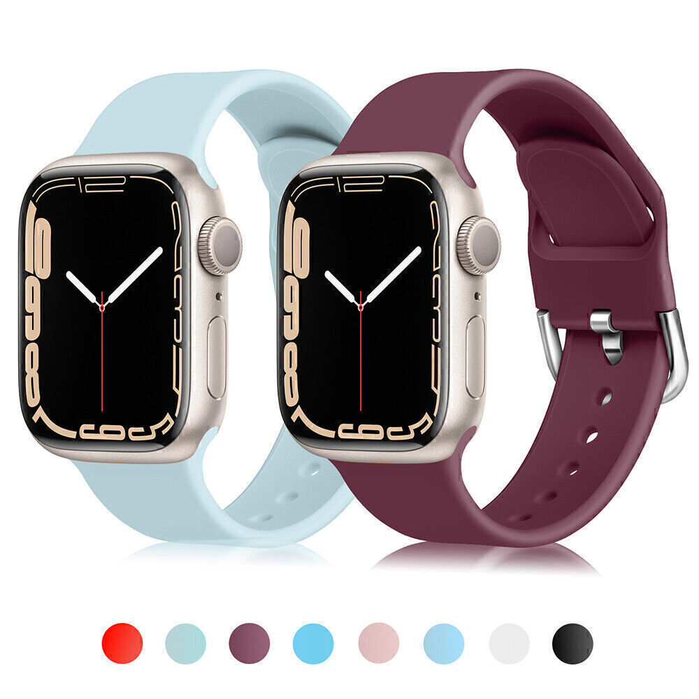 Rubber Watch Band Strap For Apple Watch 7 6 5 4 3 SE Silicone Replacement 44mm