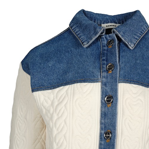 Sandro Paris Women's Jacket Size 0 / XS Dual-Material SFPCA00941 RRP: 265 Eur - Picture 3 of 10