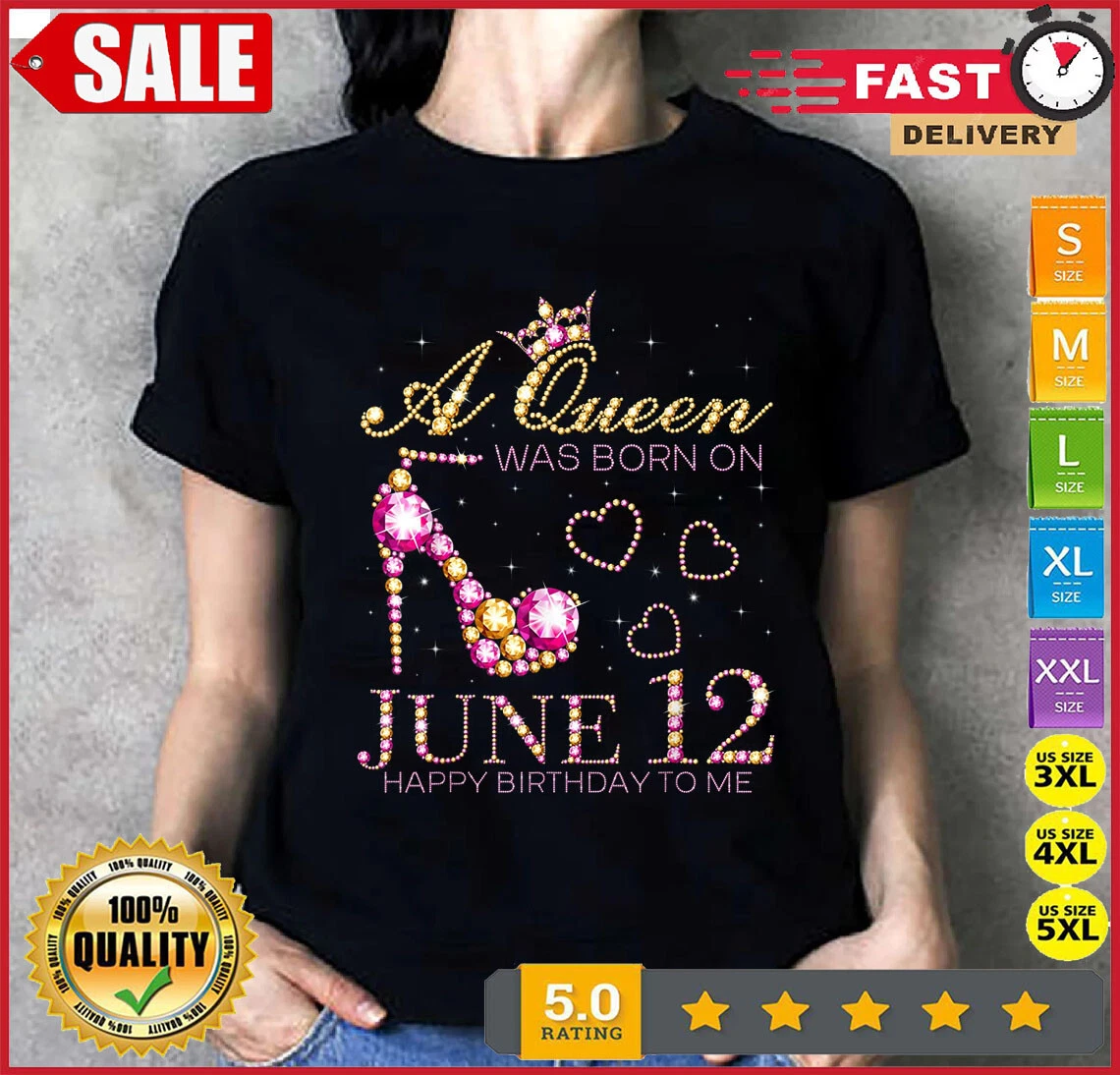 A Queen Was Born On June 12 Happy Birthday To Me, 12th June T-Shirt Women Gift