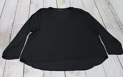 Madison Paige II V-Neck Black Polyester Sheer Long Sleeve Blouse Top ...