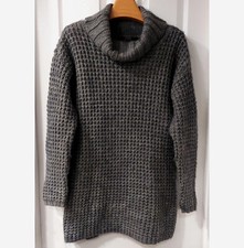 GUESS Cowl Neck Chunky Knit Sweater Dress Size L Wool Alpaca Blend