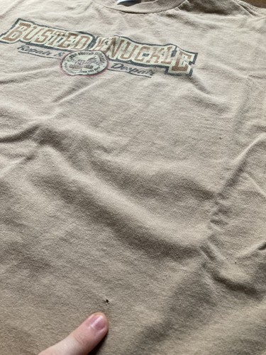 2004 Busted Knuckle Garage Repair & Despair Shirt Size XL Double Sided Beige - Picture 6 of 11