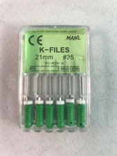 Mani Dental Root Canal Endo Stainless Steel K-files 21mm Size #35 30 Files/pk