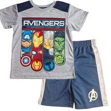 Marvel Spider-Man 2 Piece Set: T-shirt Grey Shorts Size 5, New