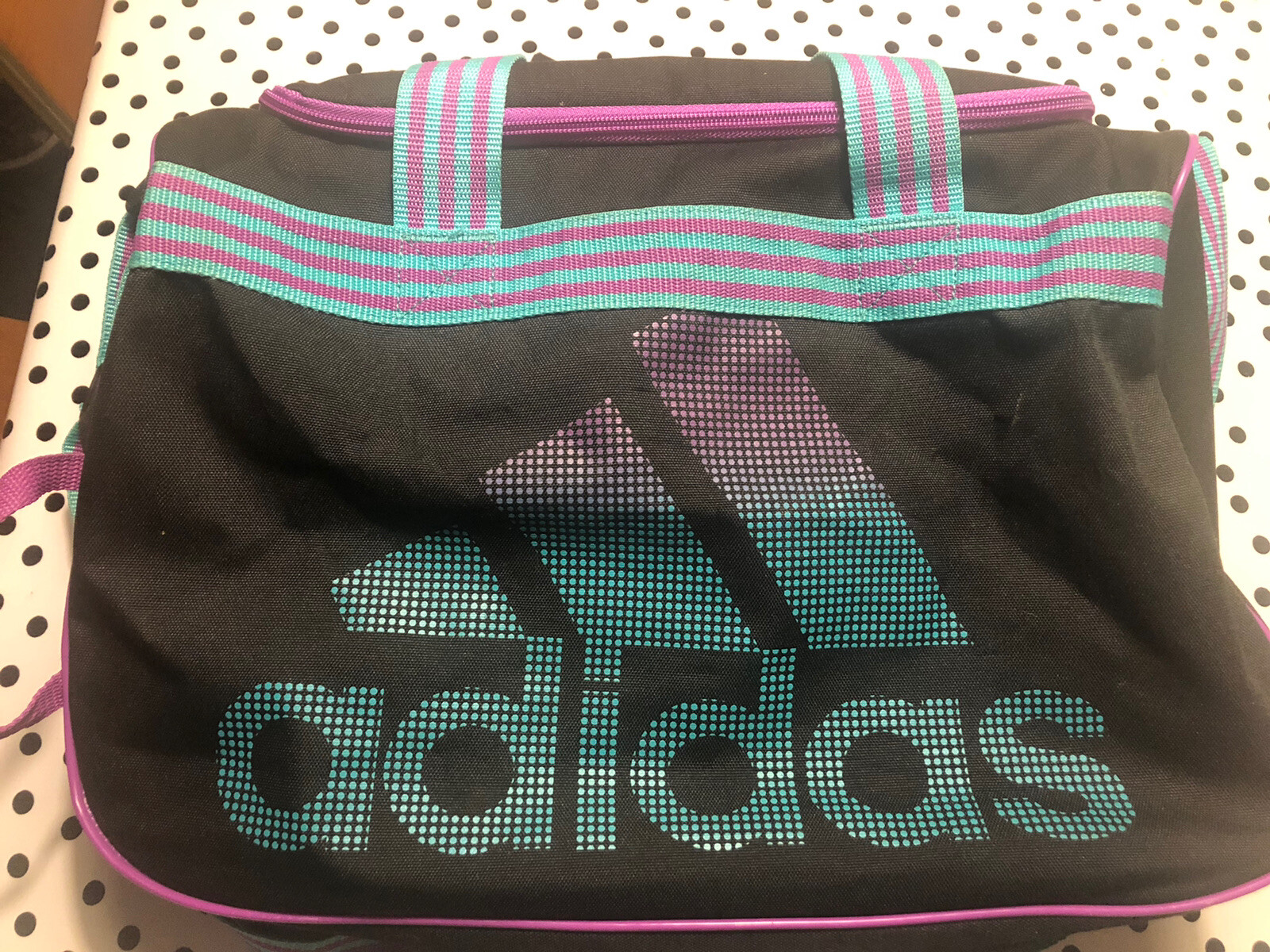 Adidas Duffle Gym Bag RN 90288 100 Polyester Retro Purple/green On