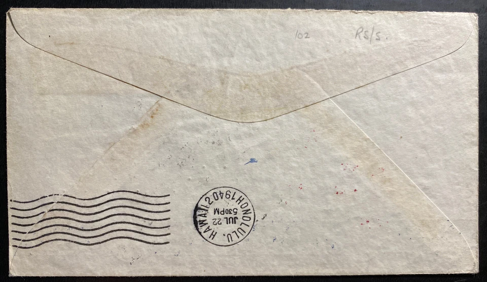 1940 Canton Island First Flight Airmail Cover FFC To Oak Park IL Usa Vía Hawaii - Image 2 of 2