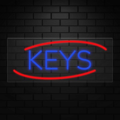Keys Sign for Business Displays | LED Flex Neon | 32''W x 13''H x 1''D