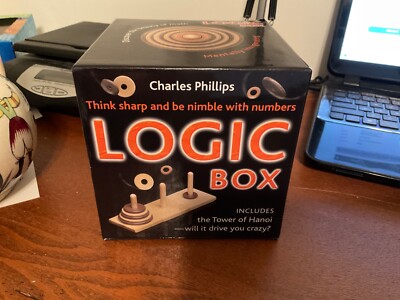 IQ Brain Teasers Games Logic Box Charles Phillips Wooden Tower Of Hanoi