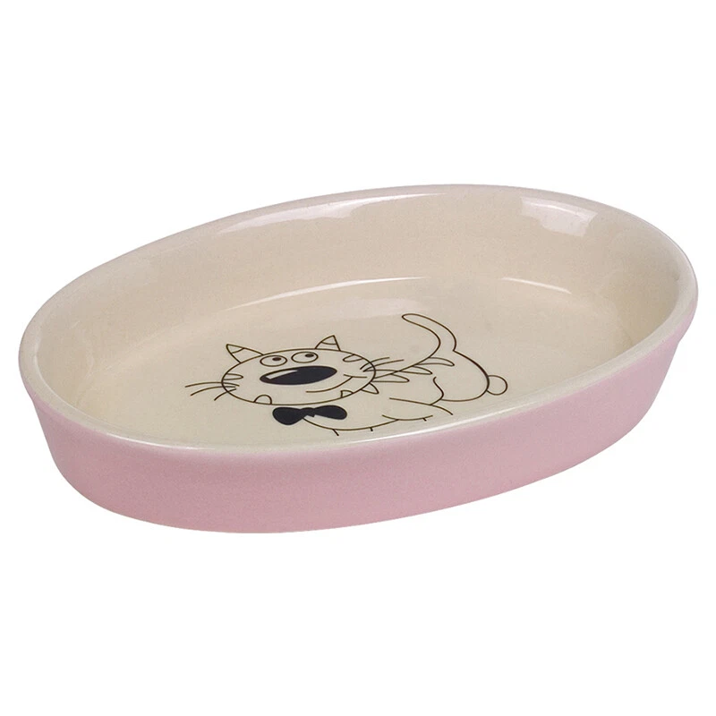 Nobby Katzen Keramik Schale oval pink/beige 17x11cm schnurrhaarfreundlich - Bild 1 von 1
