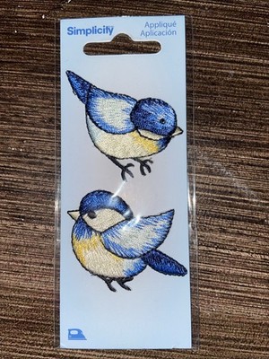 Simplicity iron on 2 birds applique Bluebirds Embroidered