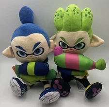 Splatoon lnklings Boy Blue & Green Plush Doll 10” Sanei Lot Of 2