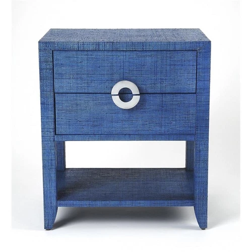 Butler Specialty Amelle Raffia End Table In Blue - Picture 3 of 5