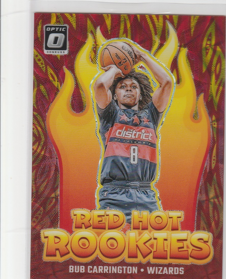 BUB CARRINGTON 2024-25 Donruss Optic Red Hot Rookies Red Gold Int'l (62/99) #11