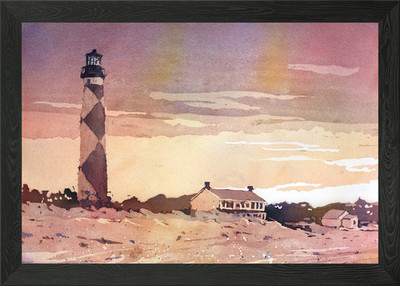 Lighthouse Watercolor Framed Wall Art Poster Canvas Print Picture