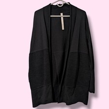 Lululemon Black 100 Merino Wool Ribbed Longline Open Front Sit In Lotus Wrap 6