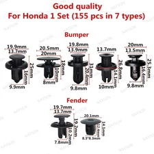 155pcs Push Retainer Clips for Honda Accord CRV Bumper Fender Plastic Fasteners