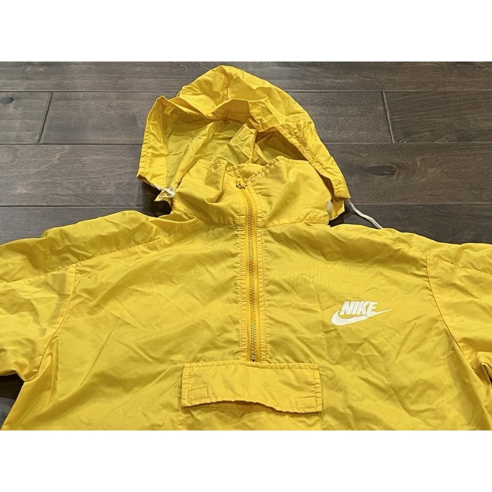 Vintage 70’s Nike Yellow 1/2 Zip Windbreaker Jacket S Made in USA Orange Swoosh - Image 4 of 4