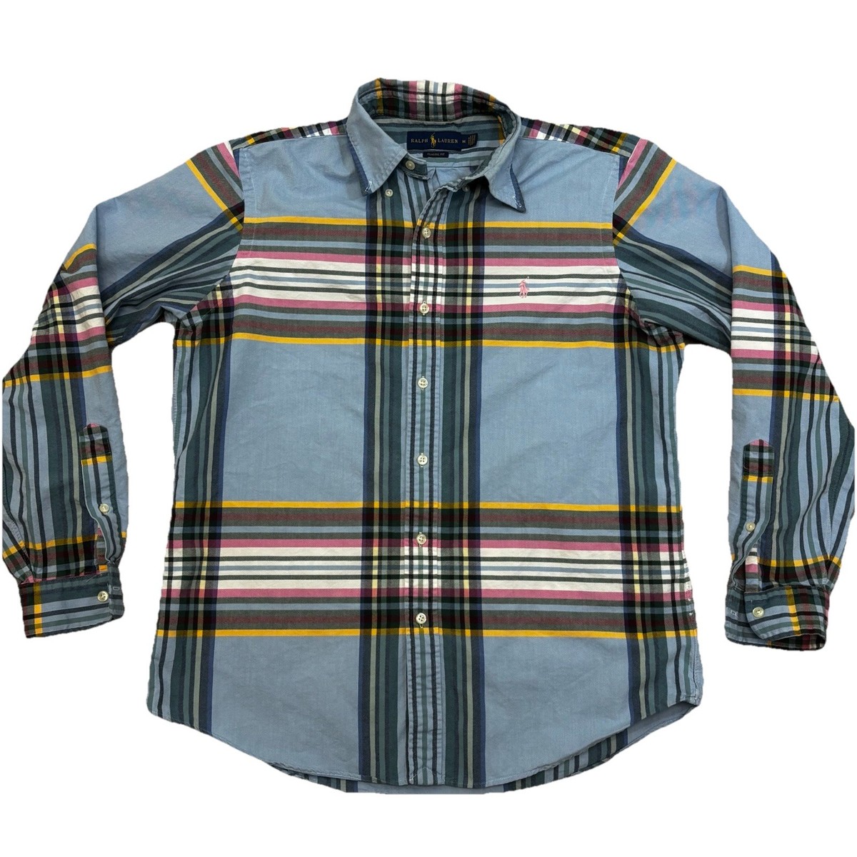 Polo Ralph Lauren Shirt Indian Madras Plaid Mens Sz M Long Sleeve