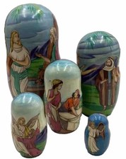 Matryoshka Christmas Religious Nativity Jesus Life Stacking Nesting Dolls RARE