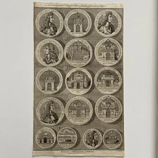 Antique Royalty Engraving – “Medals of King William III and Queen Mary II” 