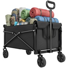 Outsunny 81L Festival Trolley on Wheels, Garden Folding Trolley Cart, Black