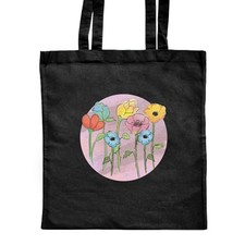 'Selection Of Wildflowers' Classic Black Tote Shopper Bag (ZB00025894)