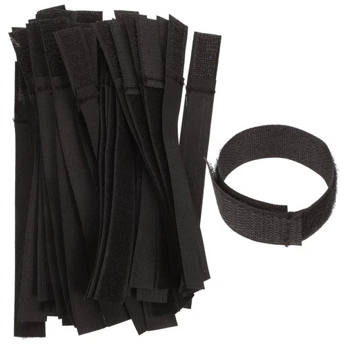 50pcs Black Cord Cable Holders Hook and Loop Straps Reusable Fastening Wire