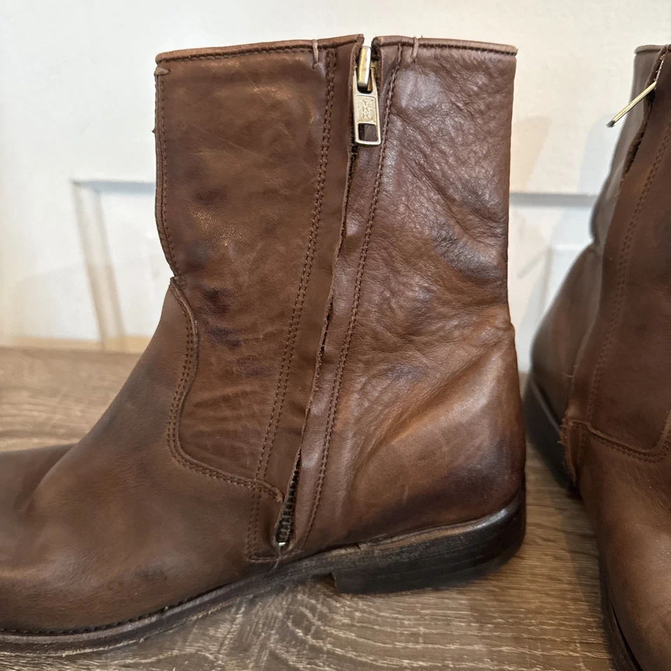 n.d.c. Botines de cuero marrón hechos a mano talla 37 Italia construcción Blake Foto 3 de 4