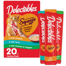 Hartz Delectables Squeeze Up Variety Packs Interactive Wet Cat Treats, 20 Counts