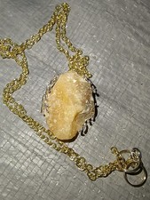 Handcrafted Citrine Pendant Necklace Gold Cable Chain Yellow Rough Asymmetrical