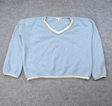 Minnie Rose Cashmere Sweater Womens Medium Blue Faux Layering Quiet Luxury Cozy