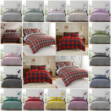 Gingham Check Duvet Cover Reversible Quilt Bedding Pillowcase Single Double King
