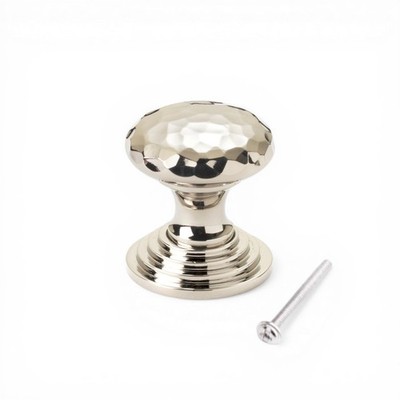 Poliertes Nickel 32 mm klein massiv Messing gehämmert Schrank Knopf Schrank abgestuft